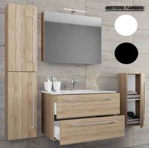 VCM 5-tlg. Waschplatz Waschtisch Badmöbel Set Waschbecken  Badinos Schublade SC weiß