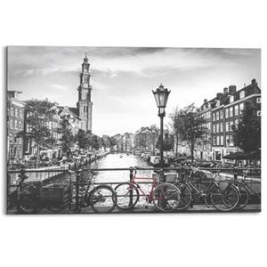 Wandpaneel Amsterdamse grachten - zwart/wit - 90x60 cm