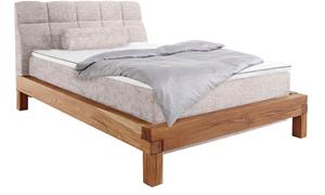 Home affaire Boxspringbett Villads, Liegefläche: 140/200 cm, aus massiver Balkeneiche, Inside-Boxspring-Unterbau, recycelter Bezugsstoff, auch Härtegrad 4, erhältlich in 3 Bet