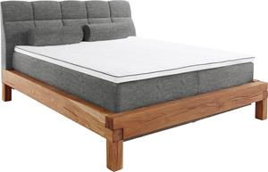 Home affaire Boxspringbett Villads, Liegefläche: 160/200 cm aus massiver Balkeneiche, Inside-Boxspring-Unterbau, recycelte Stoffe, mit neuem Gel-Topper, auch Härtegrad 4, erhä