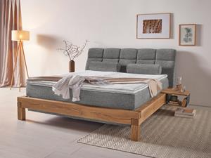 Home affaire Boxspringbett Villads, Liegefläche: 180/200 cm aus massiver Balkeneiche, Inside-Boxspring-Unterbau, recycelte Stoffe, mit neuem Gel-Topper, auch Härtegrad 4, erhä