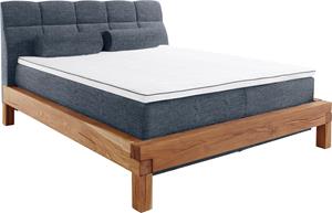 Home affaire Boxspringbett Villads, Liegefläche: 160/200 cm aus massiver Balkeneiche, Inside-Boxspring-Unterbau, recycelte Stoffe, mit neuem Gel-Topper, auch Härtegrad 4, erhä