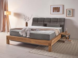 Home affaire Boxspringbett Villads, Liegefläche: 180/200 cm aus massiver Balkeneiche, Inside-Boxspring-Unterbau, recycelte Stoffe, mit neuem Gel-Topper, auch Härtegrad 4, erhä