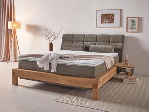 Home affaire Boxspringbett Villads, Liegefläche: 180/200 cm aus massiver Balkeneiche, Inside-Boxspring-Unterbau, recycelte Stoffe, mit neuem Gel-Topper, auch Härtegrad 4, erhä