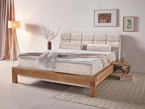 Home affaire Boxspringbett Villads, Liegefläche: 180/200 cm aus massiver Balkeneiche, Inside-Boxspring-Unterbau, recycelte Stoffe, mit neuem Gel-Topper, auch Härtegrad 4, erhä
