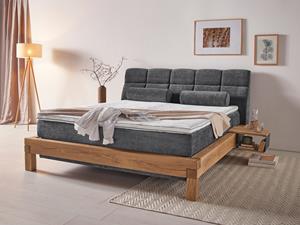 Home affaire Boxspringbett Villads, Liegefläche: 180/200 cm aus massiver Balkeneiche, Inside-Boxspring-Unterbau, recycelte Stoffe, mit neuem Gel-Topper, auch Härtegrad 4, erhä