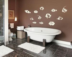 Klebefieber Wandtattoo Badezimmer Fisch-Set