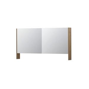INK SPK3 Spiegelkast - 140x14x74cm - 2 deuren - dubbelzijdige Spiegel - open planchet - schakelaar en stopcontact - MDF Fineer Ash grey 1110322