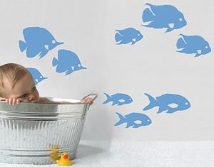 Klebefieber Wandtattoo Badezimmer No.RY26 Fischschwarm