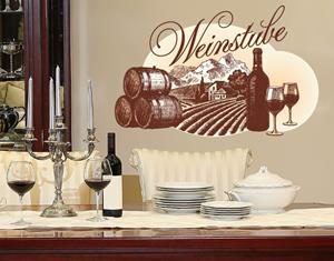 Klebefieber Wandtattoo Spruch Weinstube Vintage