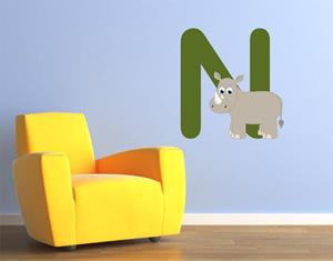 Klebefieber Wandtattoo Kinderzimmer Kinder ABC - Nashorn