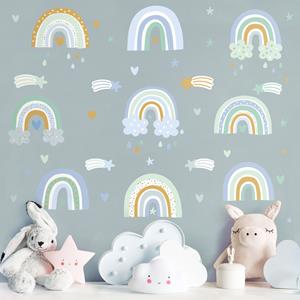 Klebefieber Wandtattoo 64-teilig Regenbögen Blau Türkis Set
