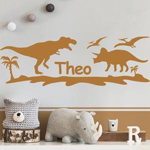 Klebefieber Wunschtext-Wandtattoo Kinderzimmer 6-teilig No.BP28 Wunschtext Dinosaurier Park