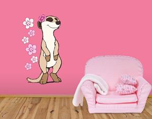 Klebefieber Wandtattoo Kinderzimmer NICI - Meerkat mit Blumen