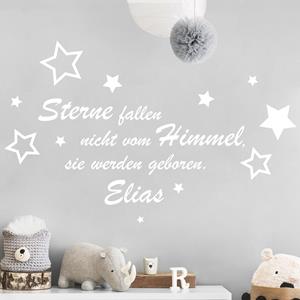 Klebefieber Wunschtext-Wandtattoo Kinderzimmer Wunschtext-Sterne fallen