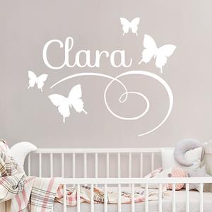 Klebefieber Wunschtext-Wandtattoo Kinderzimmer 5-teilig Wunschtext-Schmetterlingsname