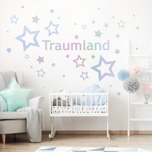 Klebefieber Wunschtext-Wandtattoo Kinderzimmer 38-teilig Wunschtext-Sternstunde