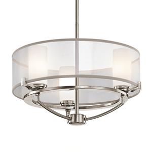 KICHLER Kroonluchter Saldana 3-lamps vertind organza