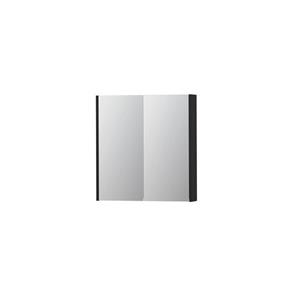 INK SPK2 Spiegelkast - 70x14x74cm - 2 deuren - dubbelzijdige Spiegel - schakelaar en stopcontact - MDF lak zwart mat 1105155