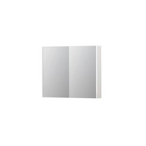 INK SPK2 Spiegelkast - 90x14x74cm - 2 deuren - dubbelzijdige Spiegel - schakelaar en stopcontact - MDF lak wit hoogglans 1105256