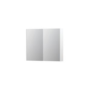 INK SPK2 Spiegelkast - 90x14x74cm - 2 deuren - dubbelzijdige Spiegel - schakelaar en stopcontact - MDF lak wit mat 1105251