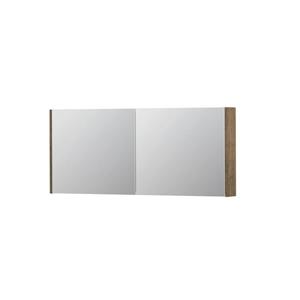 INK SPK1 Spiegelkast - 140x14x60cm - 2 deuren - dubbelzijdige Spiegel - schakelaar en stopcontact - MFC Naturel eiken 1110760