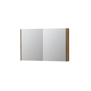 INK SPK2 Spiegelkast - 120x14x74cm - 2 deuren - dubbelzijdige Spiegel - schakelaar en stopcontact - eiken Massief eiken Aqua 1105368