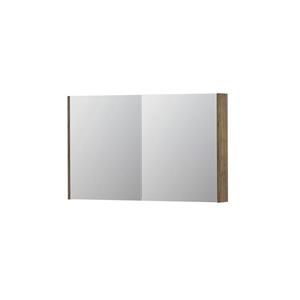 INK SPK2 Spiegelkast - 120x14x74cm - 2 deuren - dubbelzijdige Spiegel - schakelaar en stopcontact - MFC Naturel eiken 1105360