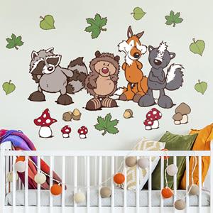 Klebefieber Wandtattoo 17-teilig NICI - Forest Friends - Igel Fuchs & Co