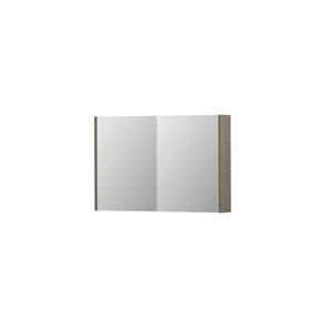 INK SPK1 Spiegelkast - 90x14x60cm - 2 deuren - dubbelzijdige Spiegel - schakelaar en stopcontact - MFC Greige eiken 1110616