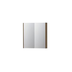 INK SPK2 Spiegelkast - 70x14x74cm - 2 deuren - dubbelzijdige Spiegel - schakelaar en stopcontact - MFC Zuiver eiken 1105170