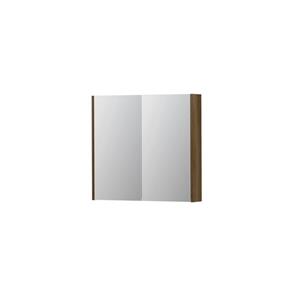 INK SPK2 Spiegelkast - 80x14x74cm - 2 deuren - dubbelzijdige Spiegel - schakelaar en stopcontact - eiken Massief eiken Ash grey 1105226