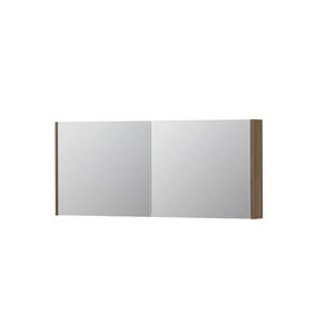 INK SPK1 Spiegelkast - 140x14x60cm - 2 deuren - dubbelzijdige Spiegel - schakelaar en stopcontact - MFC Zuiver eiken 1110770