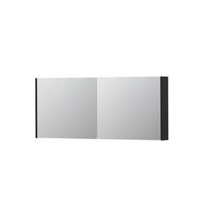 INK SPK1 Spiegelkast - 140x14x60cm - 2 deuren - dubbelzijdige Spiegel - schakelaar en stopcontact - MDF lak zwart mat 1110755