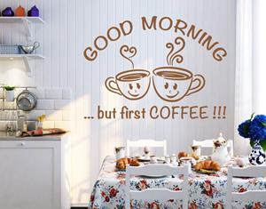 Klebefieber Wandtattoo Küchenspruch First coffee...!
