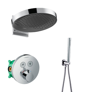 Hansgrohe + Saniclear Hansgrohe Rainfinity inbouw regendouche met thermostaatkraan Shower Select en Saniclear handdouche chroom