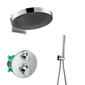 Hansgrohe + Saniclear Hansgrohe Rainfinity inbouw regendouche met thermostaatkraan Ecostat S en Saniclear handdouche chroom