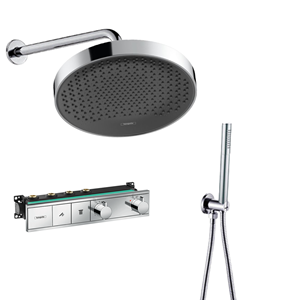 Hansgrohe + Saniclear Hansgrohe Rainfinity inbouw regendouche met thermostaatkraan RainSelect en Saniclear muurarm chroom