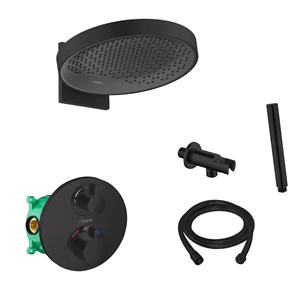 Hansgrohe + Saniclear Hansgrohe Rainfinity inbouw regendouche met thermostaatkraan Ecostat S en Saniclear handdouche zwart mat