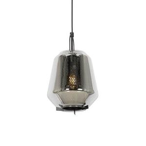 QAZQA Art deco hanglamp zwart met smoke glas 23 cm - Kevin