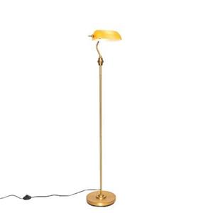 QAZQA Klassieke notaris vloerlamp brons met geel glas - Banker