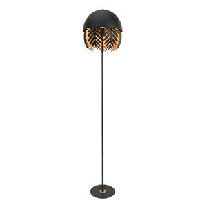 LUCANDE Aparas Stehlampe, Blattoptik, schwarz-gold