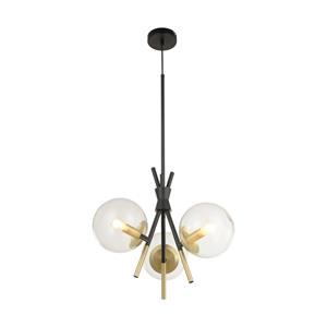 Lucande Sotiana hanglamp, 3-lamps, rond, messing