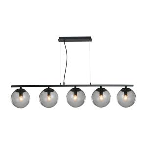 Lucande Sotiana hanglamp, 5 glasbollen, zwart