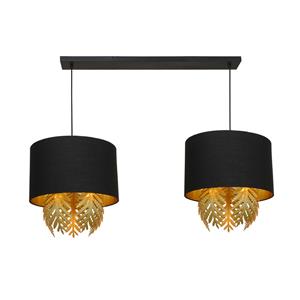 Lucande Malviras stof-hanglamp, bladdeco 2-lamps.