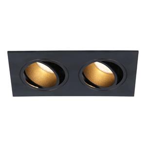 HOFTRONIC™ Mallorca dubbele LED inbouwspot - Kantelbaar - 2700K Warm wit - GU10 - 5 Watt - Rechthoekig - GU10 verwisselbare lichtbron - Plafondspot voor binnen - Zwart