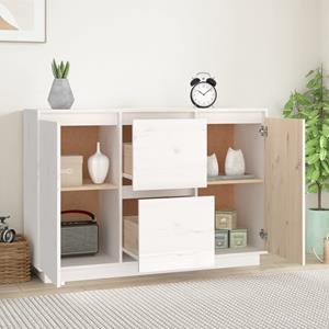 vidaXL Dressoir 111x34x75 cm massief grenenhout wit
