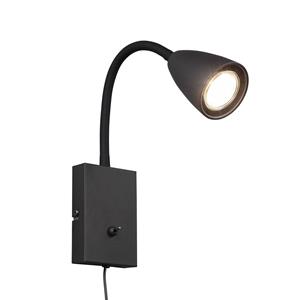 Trio Lighting Wandleuchte Wanda mit Stecker, schwarz matt