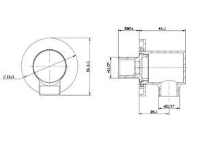 Wiesbaden Caral messing wandaansluitbocht met rond rozet 1/2'', messing