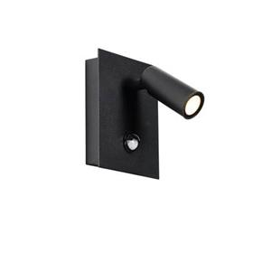 Qazqa Buiten Wandlamp Zwart Incl. Led Ip54 Bewegingssensor - Simon